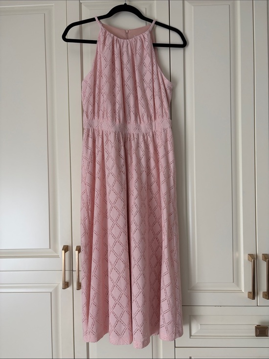 Laura Dresses & Skirts - Ladies Pink Midi Dress - Elegant Halter Neck